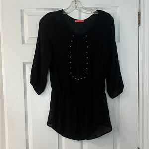 Spoiled Black Coverup with Button Details